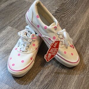 NWT Vans White Sneakers with Pink Polka Dots